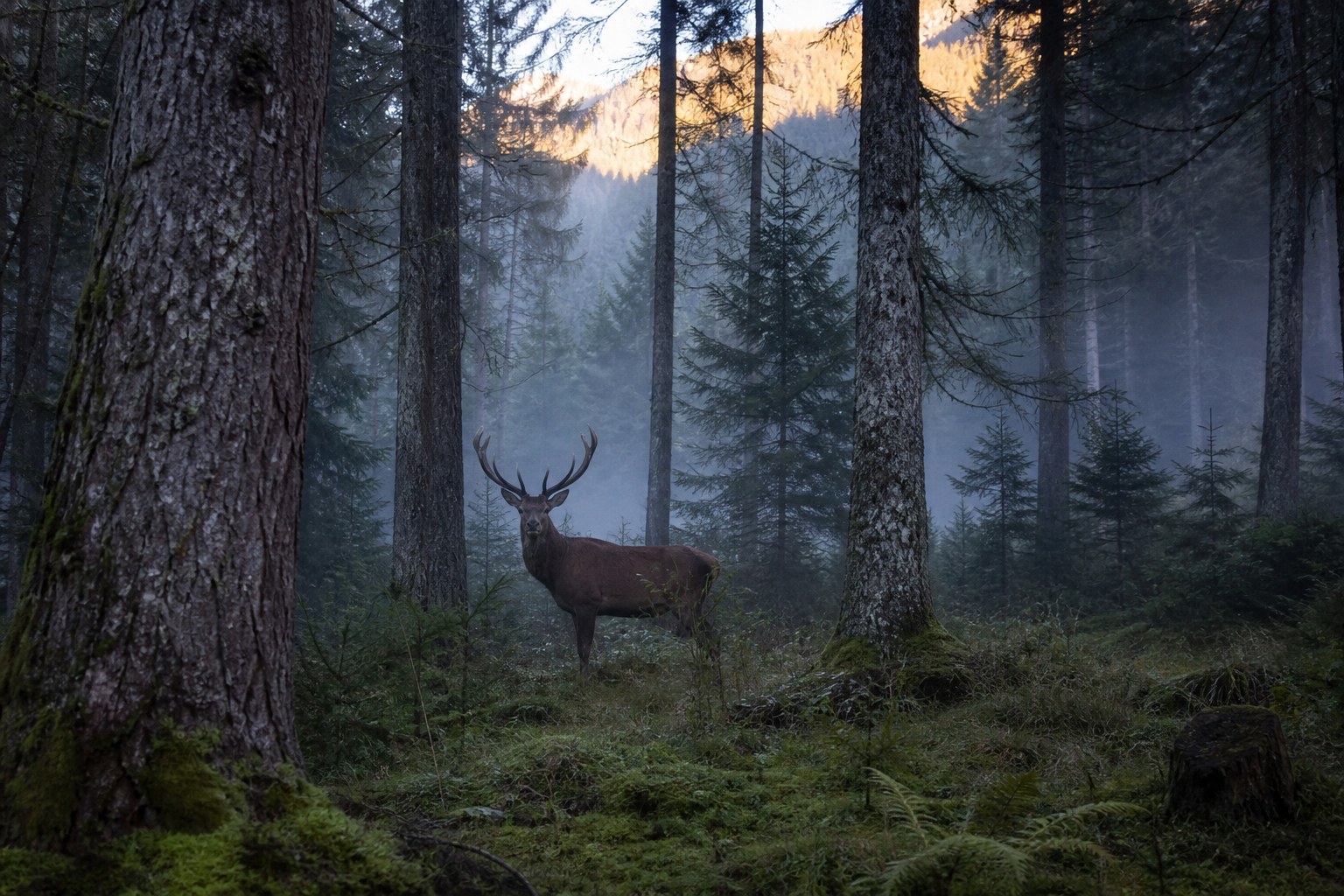 Hirsch im Morgengrauen